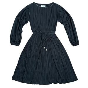 Vintage P.C.F Petites by Hal Ferman 70s Black Long Sleeve Dress Size 6